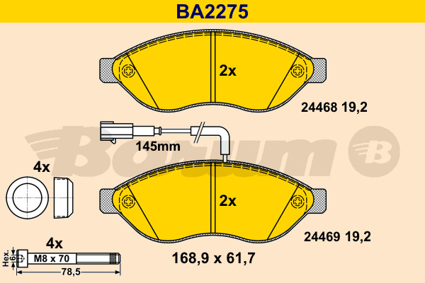 BARUM Bremsbelagsatz, Scheibenbremse BA2275