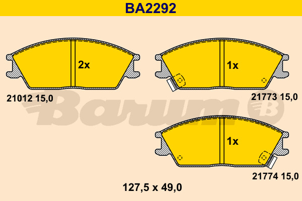 BARUM Bremsbelagsatz, Scheibenbremse BA2292