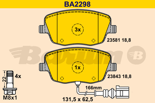 BARUM Bremsbelagsatz, Scheibenbremse BA2298