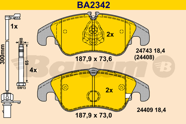 BARUM Bremsbelagsatz, Scheibenbremse BA2342