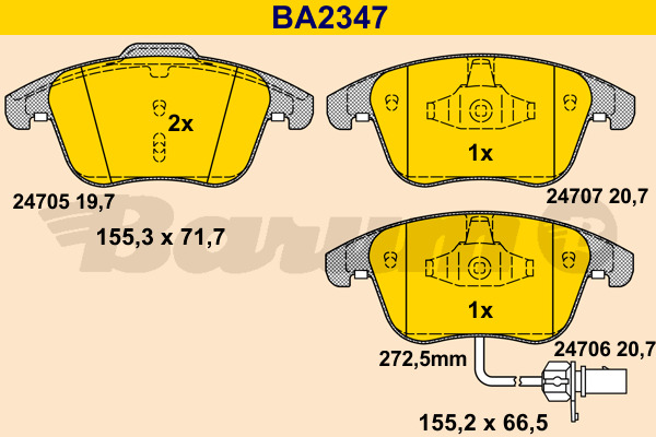 BARUM Bremsbelagsatz, Scheibenbremse BA2347
