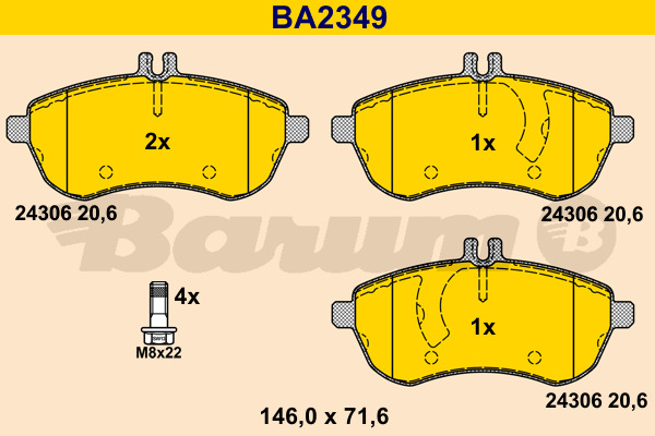 BARUM Bremsbelagsatz, Scheibenbremse BA2349