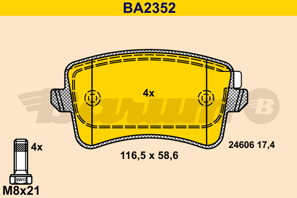 BARUM Bremsbelagsatz, Scheibenbremse BA2352