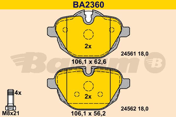 BARUM Bremsbelagsatz, Scheibenbremse BA2360