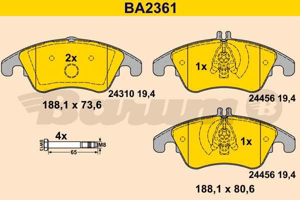 BARUM Bremsbelagsatz, Scheibenbremse BA2361